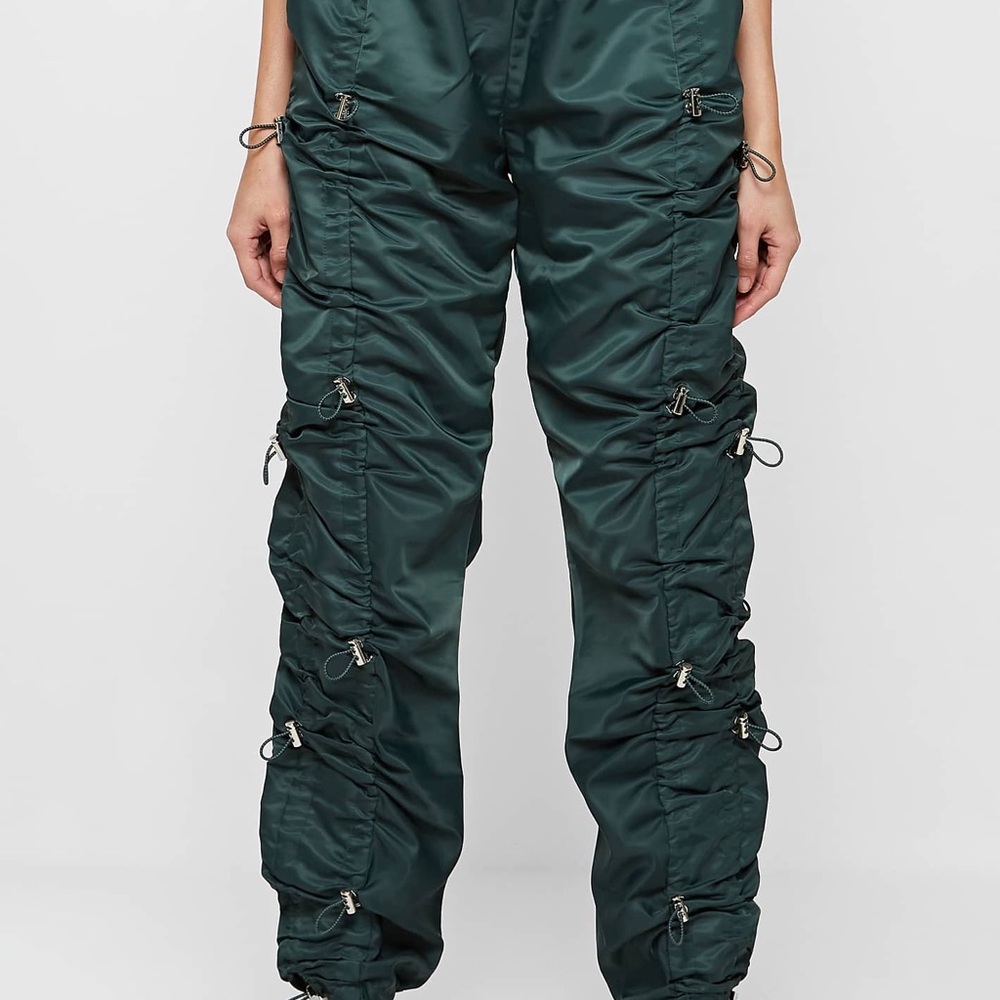 Maniere De Voir Green Track Pants with Adjustable Fit
